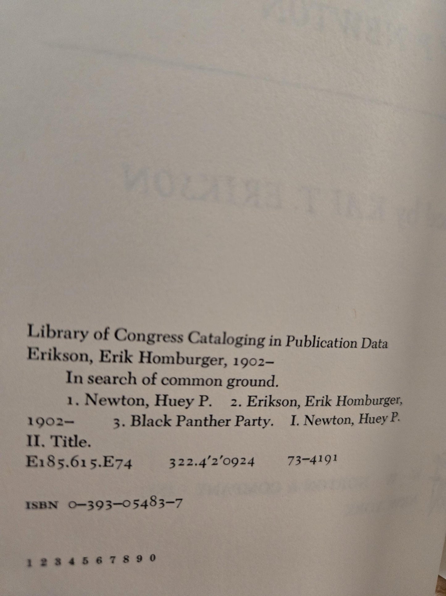 In Search of Common Ground: Conversations with Erik H. Erikson & Huey P. Newton // 1st Edition 1st Printing 1973 // Vintage Hardcover