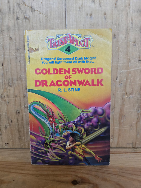Twistaplot #4: Golden Sword of Dragonwalk // R.L. Stine // 1983 // Vintage Paperback Fantasy Choose Your Own Adventure