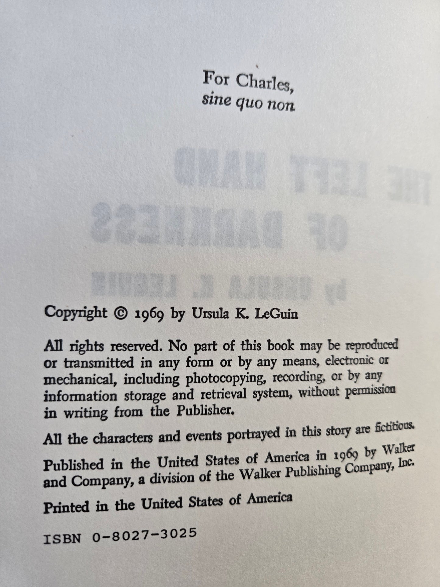 The Left Hand of Darkness // Ursula K. Le Guin // Book Club Edition 1969 // Vintage Hardcover Sci-fi
