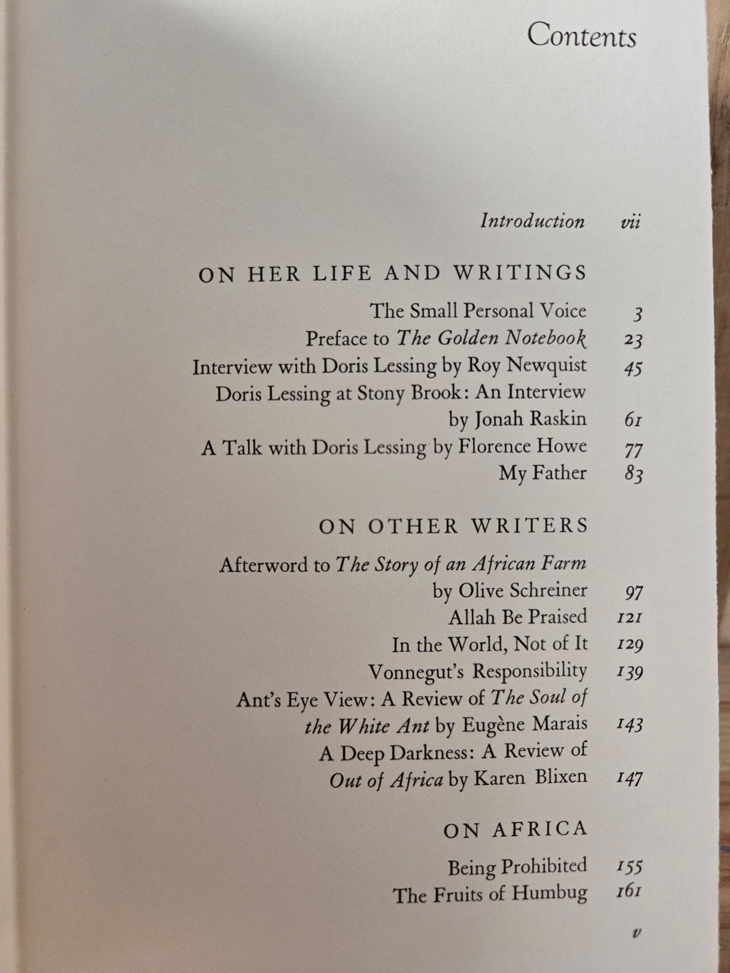 A Small Personal Voice: Essays, Reviews, Interviews // Doris Lessing // 1st Edition 1974 // Vintage Hardcover