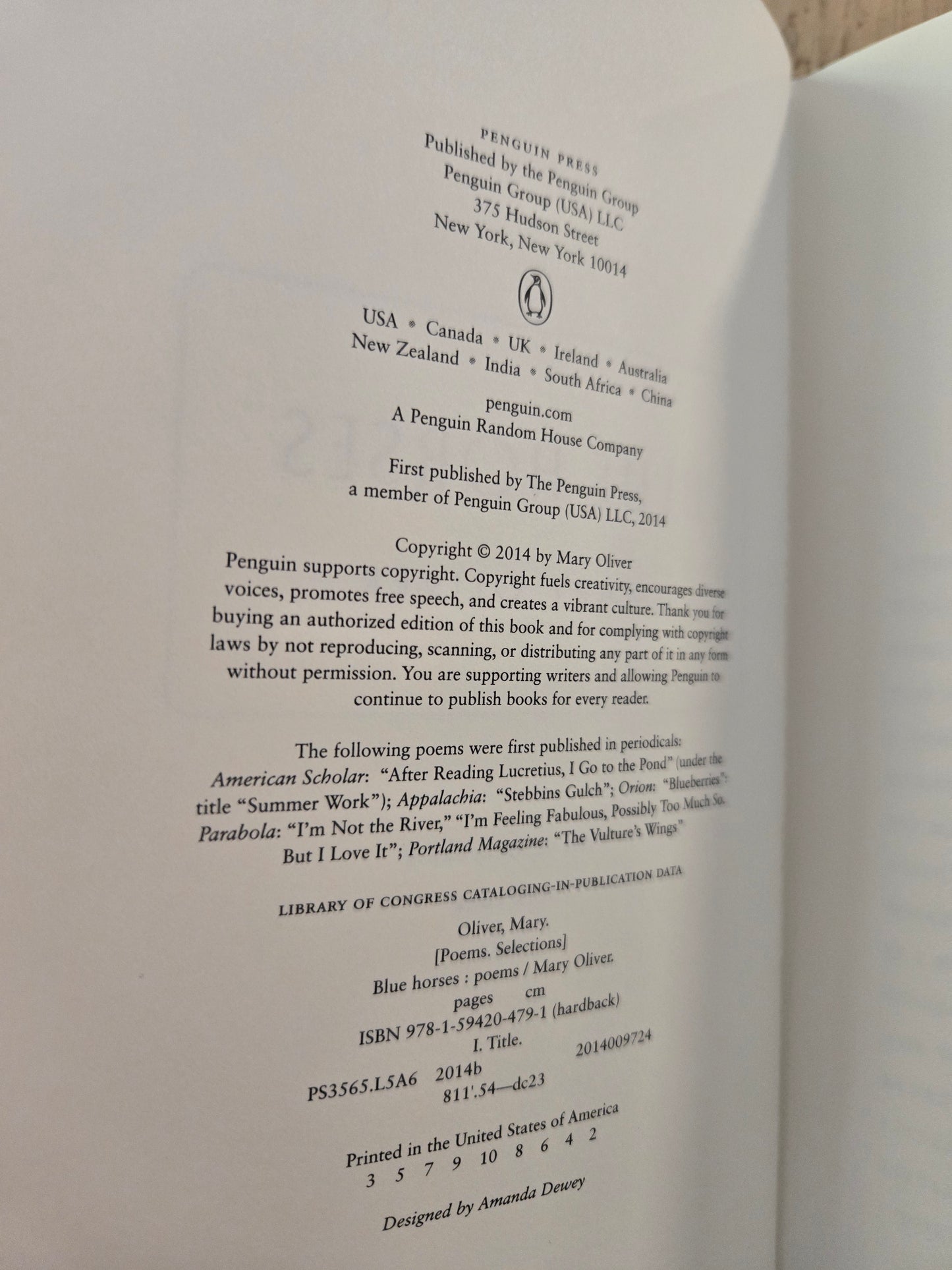 Blue Horses // Mary Oliver // 2014 // Hardcover Poetry