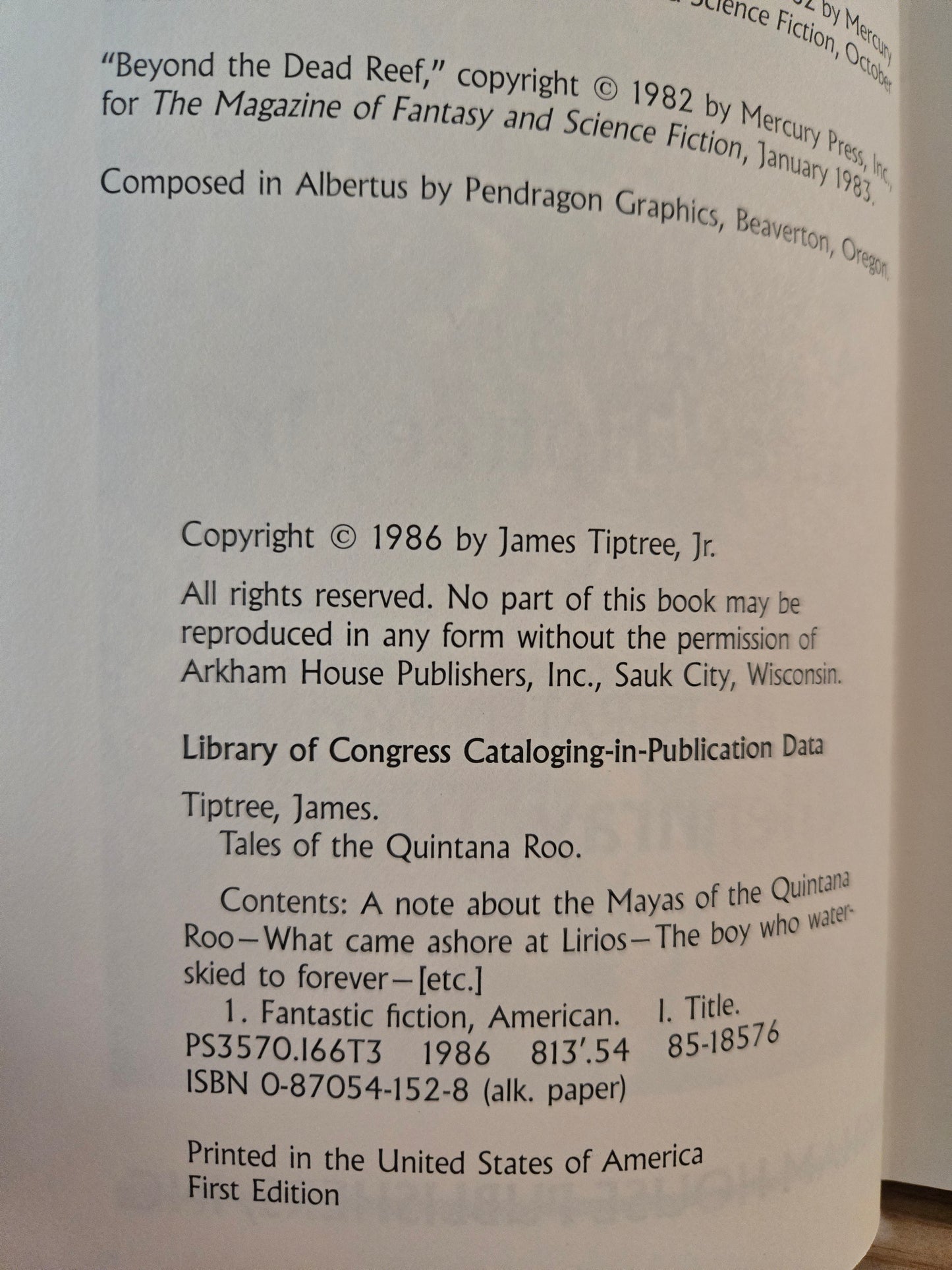 Tales of the Quintana Roo // James Tiptree Jr. // 1st Edition 1986 // Vintage Hardcover Fantasy
