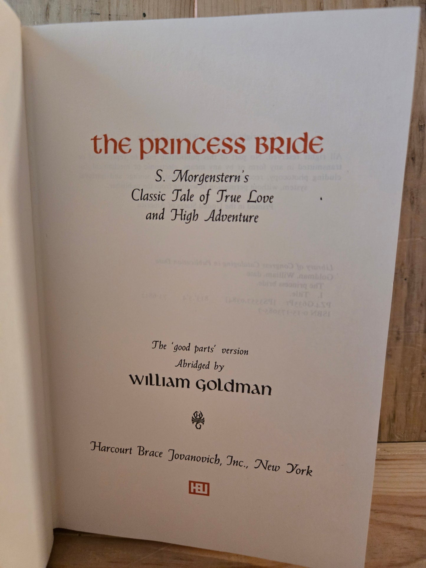 The Princess Bride // William Goldman // 1973 // Vintage Hardcover The 'Good Parts' Version