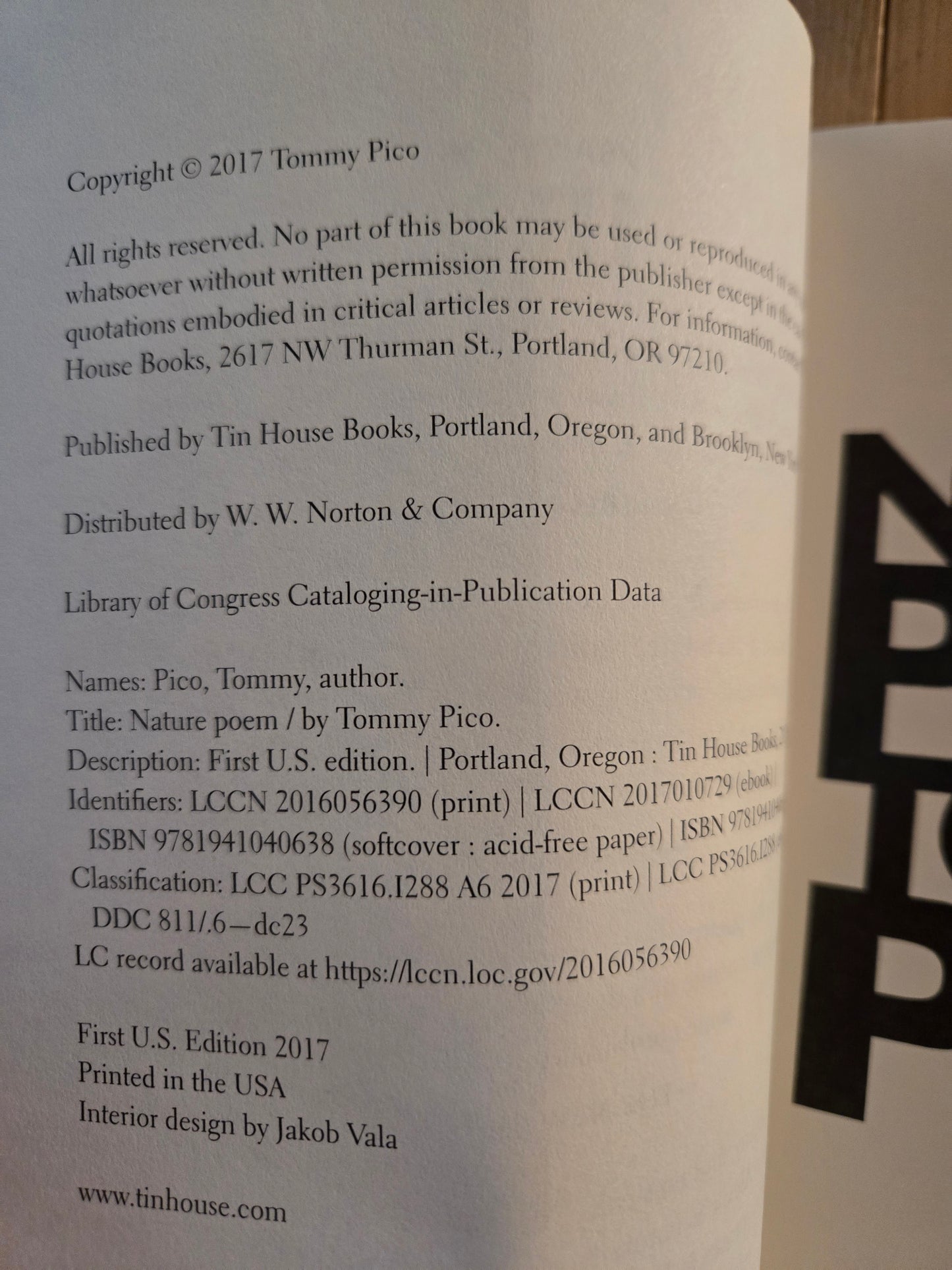 Nature Poem // Tommy Pico // 2017 // Paperback Poetry