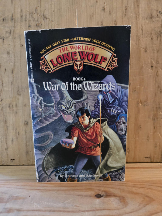 The World of Lone Wolf: Book #4 War of the Wizards // Ian Page and Joe Dever // 1987 // Vintage Paperback Fantasy CYOA