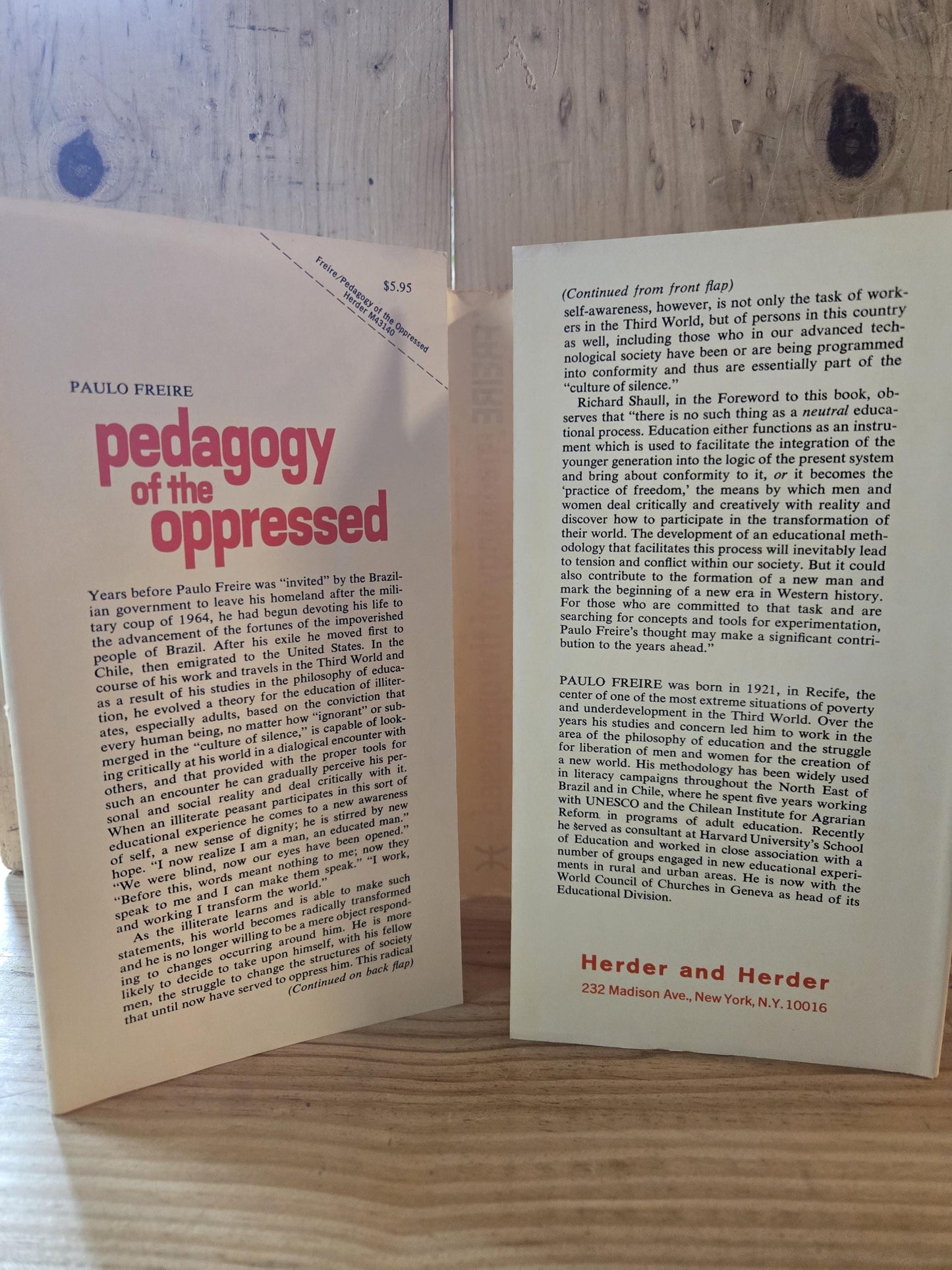 Pedagogy of the Oppressed // Paulo Freire // 1st U.S. Edition 1970 // Vintage Hardcover Education Political Theory