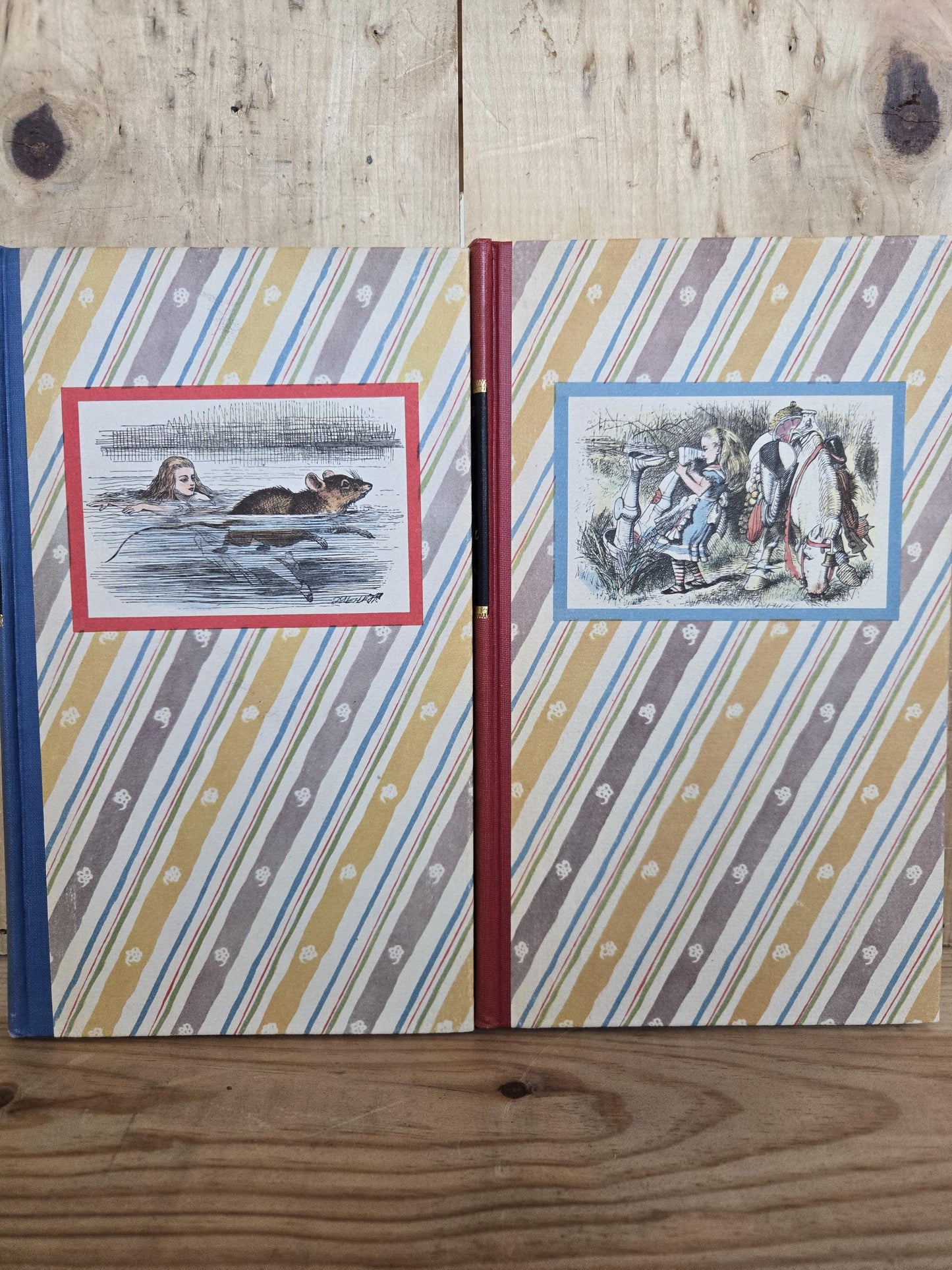 Alice's Adventures in Wonderland and Through the Looking Glass (2 Book Set) // Lewis Carroll // 1946 // Vintage Hardcover with Slipcase