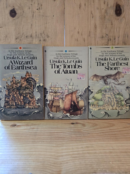 Earthsea Trilogy (3 Book Set) // Ursula K. Le Guin // 14th Printing Bantam 1981 // Vintage Paperback Fantasy
