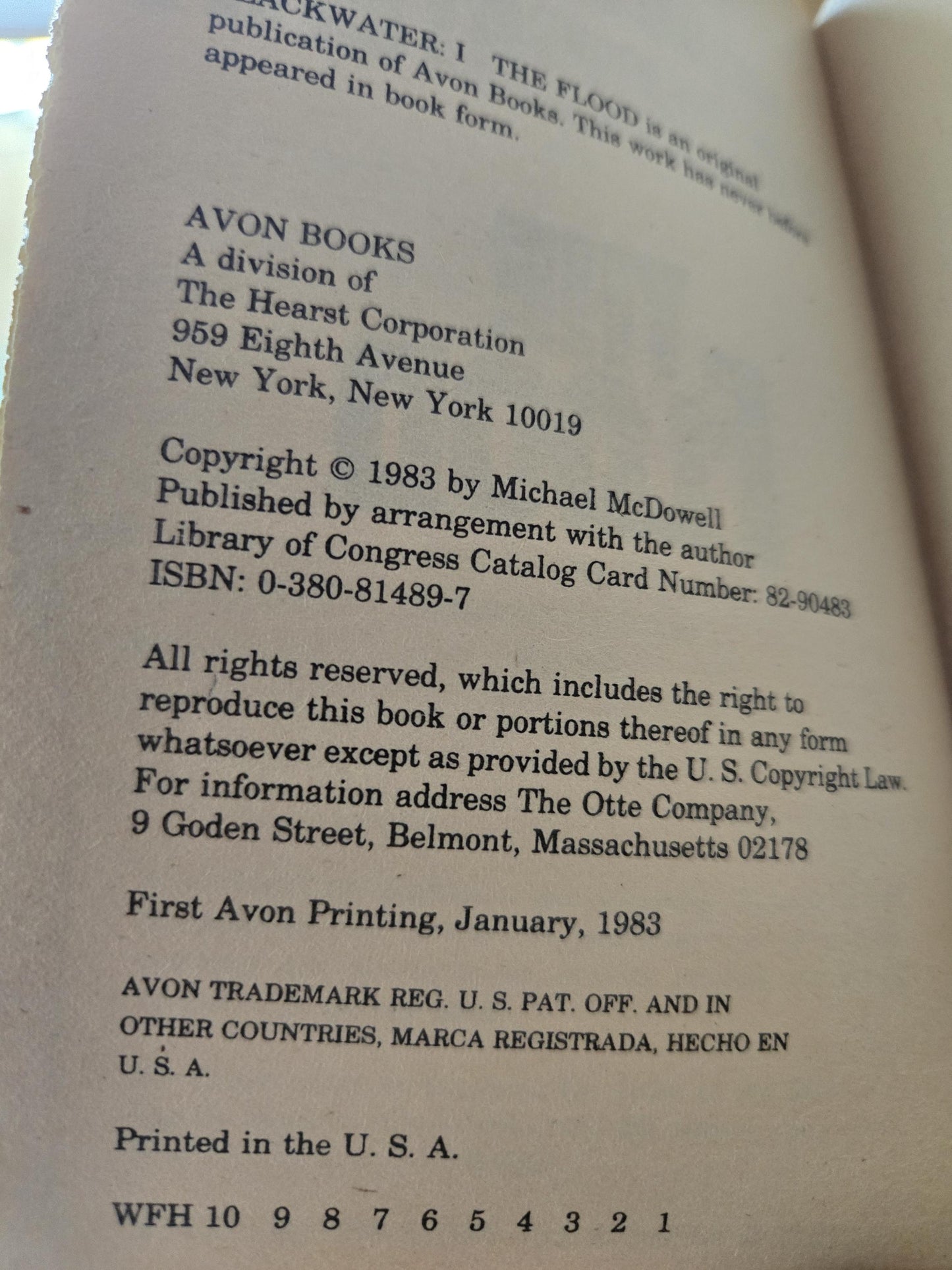 Blackwater: I (The Flood) // Michael McDowell // 1st Printing 1983 // Vintage Paperback Horror