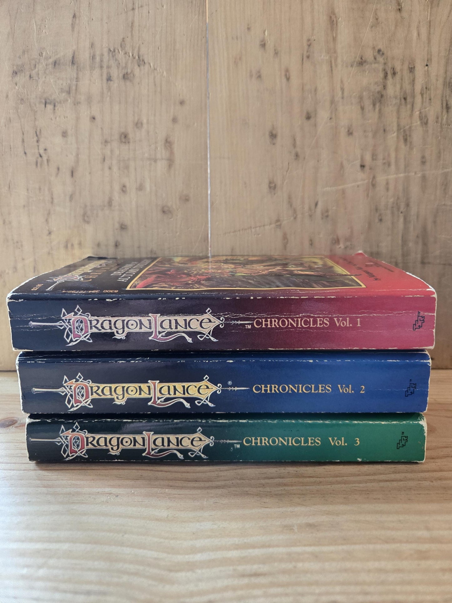 Dragonlance Chronicles Trilogy (3 Book Set) // Margaret Weis and Tracy Hickman // 1984 - 1985 // Vintage Paperback Fantasy D&D