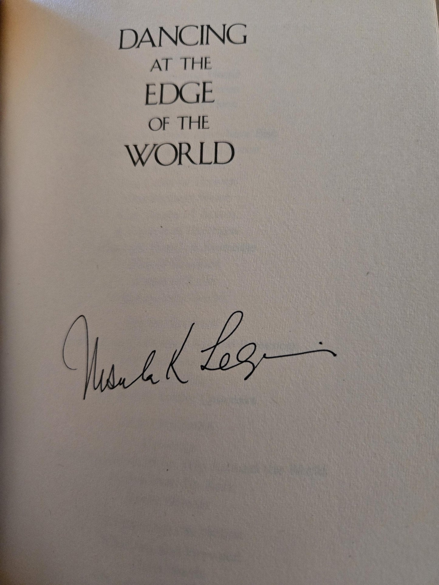 SIGNED Dancing at the Edge of the World // Ursula K. Le Guin // 1990 // Vintage Paperback