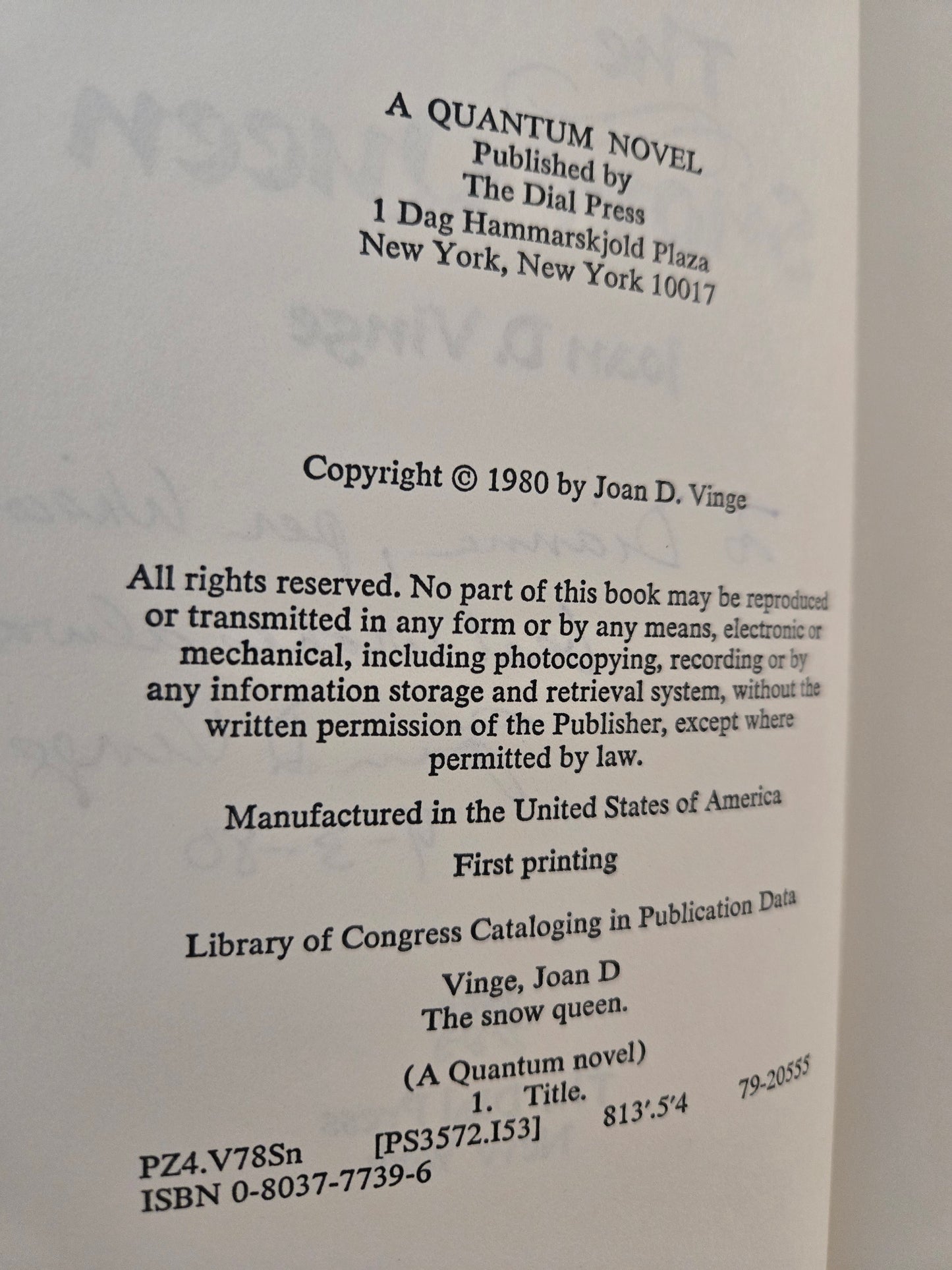 SIGNED and INSCRIBED The Snow Queen // Joan D. Vinge // 1st Edition 1st Printing 1980 // Vintage Hardcover Sci-fi