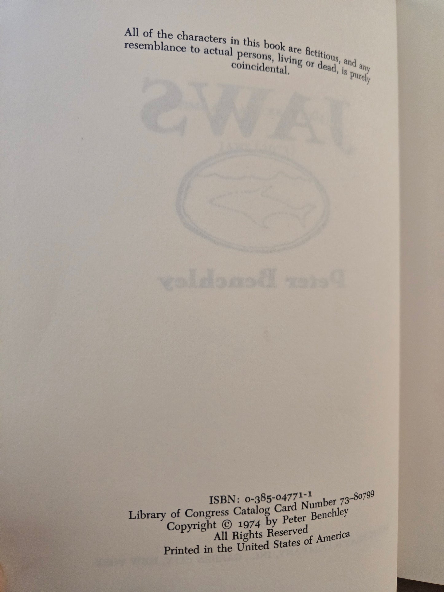 Jaws // Peter Benchley // 1974 // Vintage Hardcover Horror Thriller