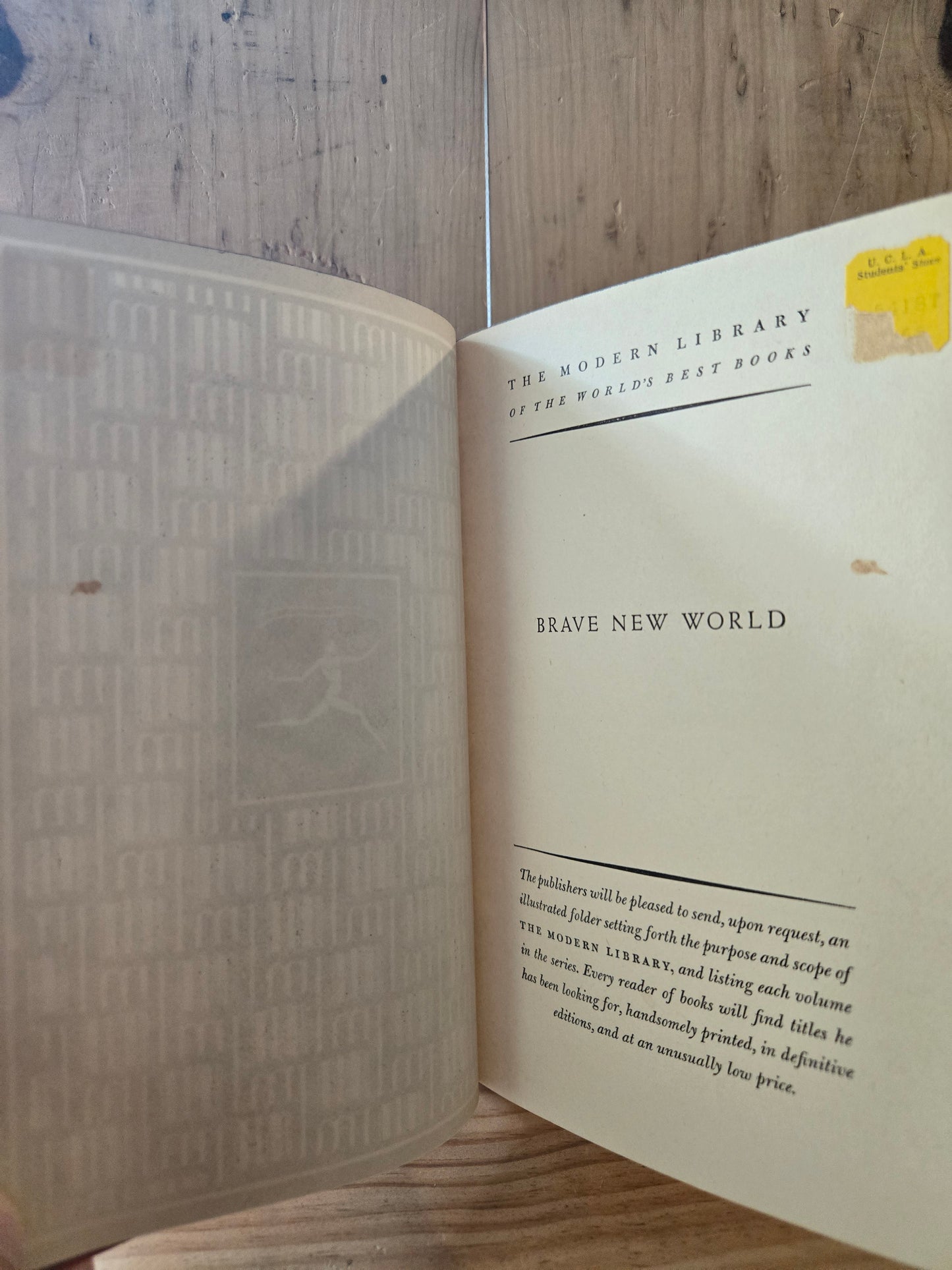 Brave New World // Aldous Huxley // Modern Library 1946 // Vintage Hardcover