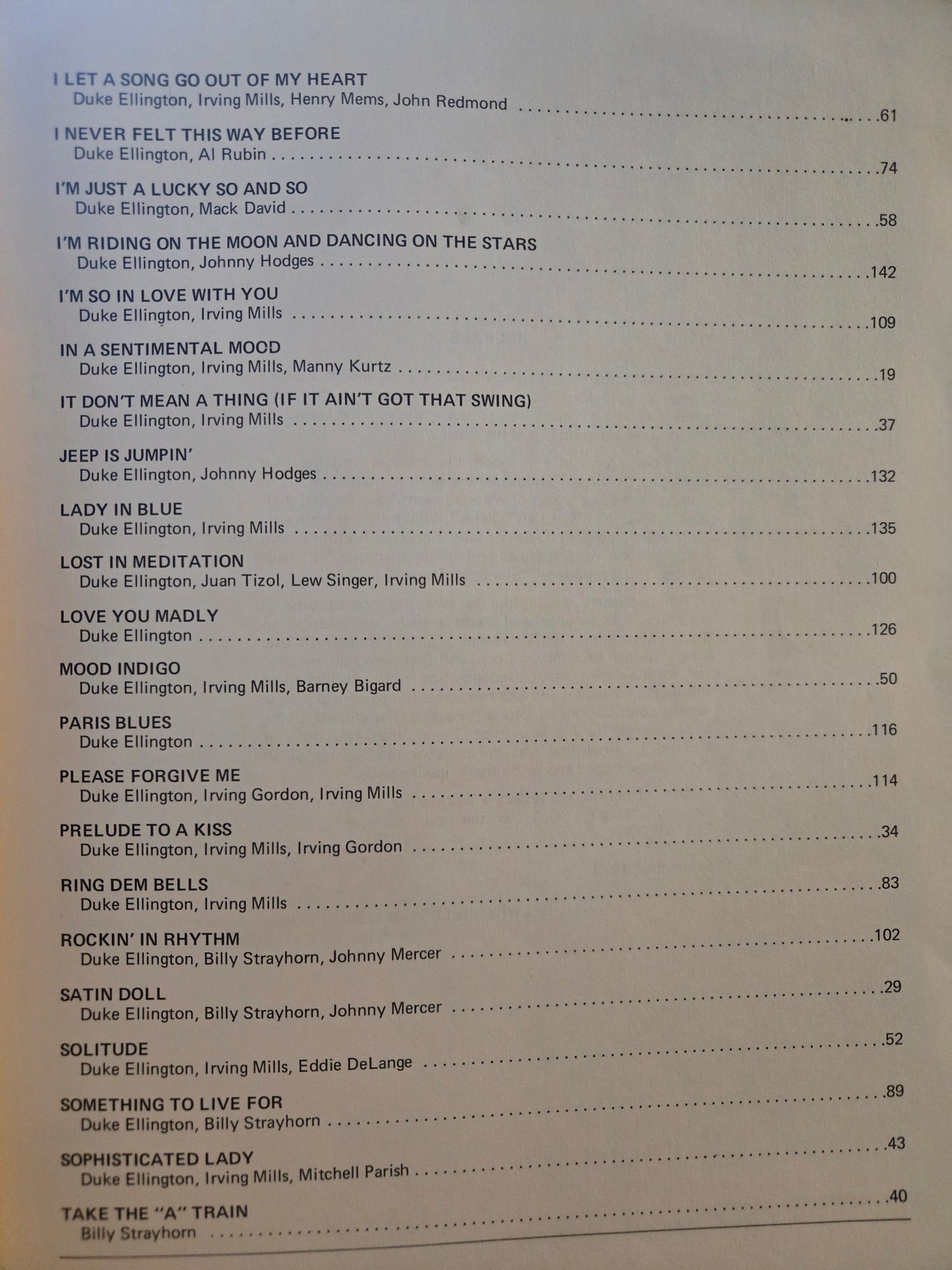 The Great Music of Duke Ellington // 1973 // Vintage Jazz Songbook Sheet Music