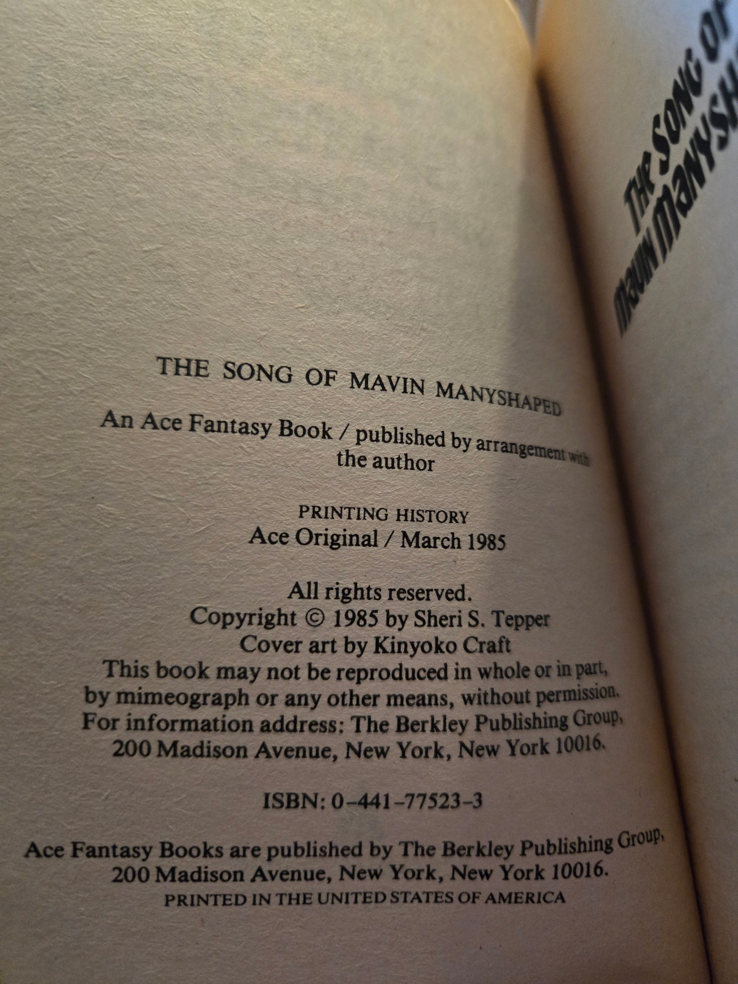 The Chronicles of Mavin Manyshaped (3 Book Set) // Sheri S. Tepper // 1st Printings 1985 // Vintage Paperback Fantasy