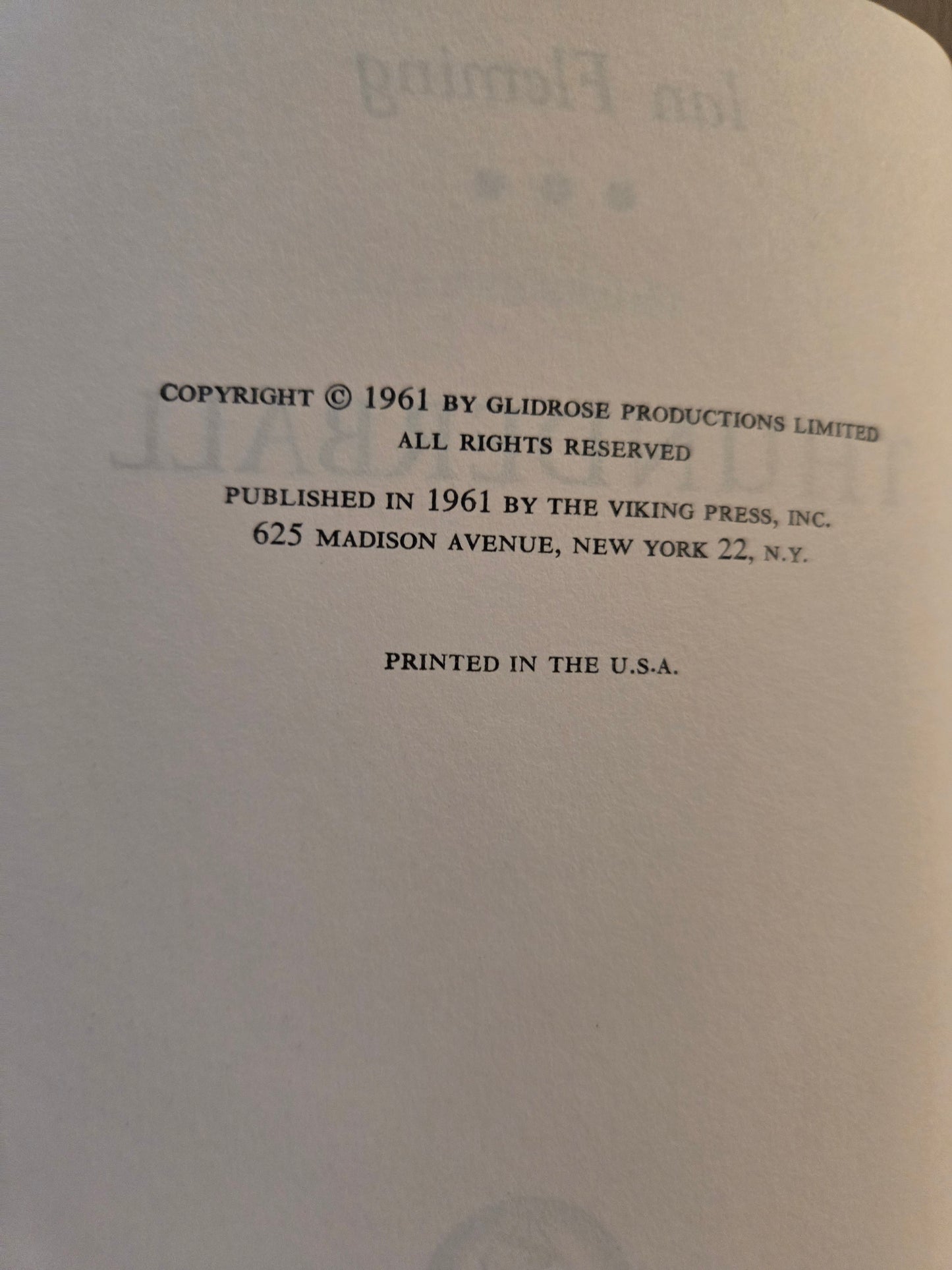 Thunderball // Ian Fleming // Book Club Edition 1960s // Vintage Hardcover James Bond