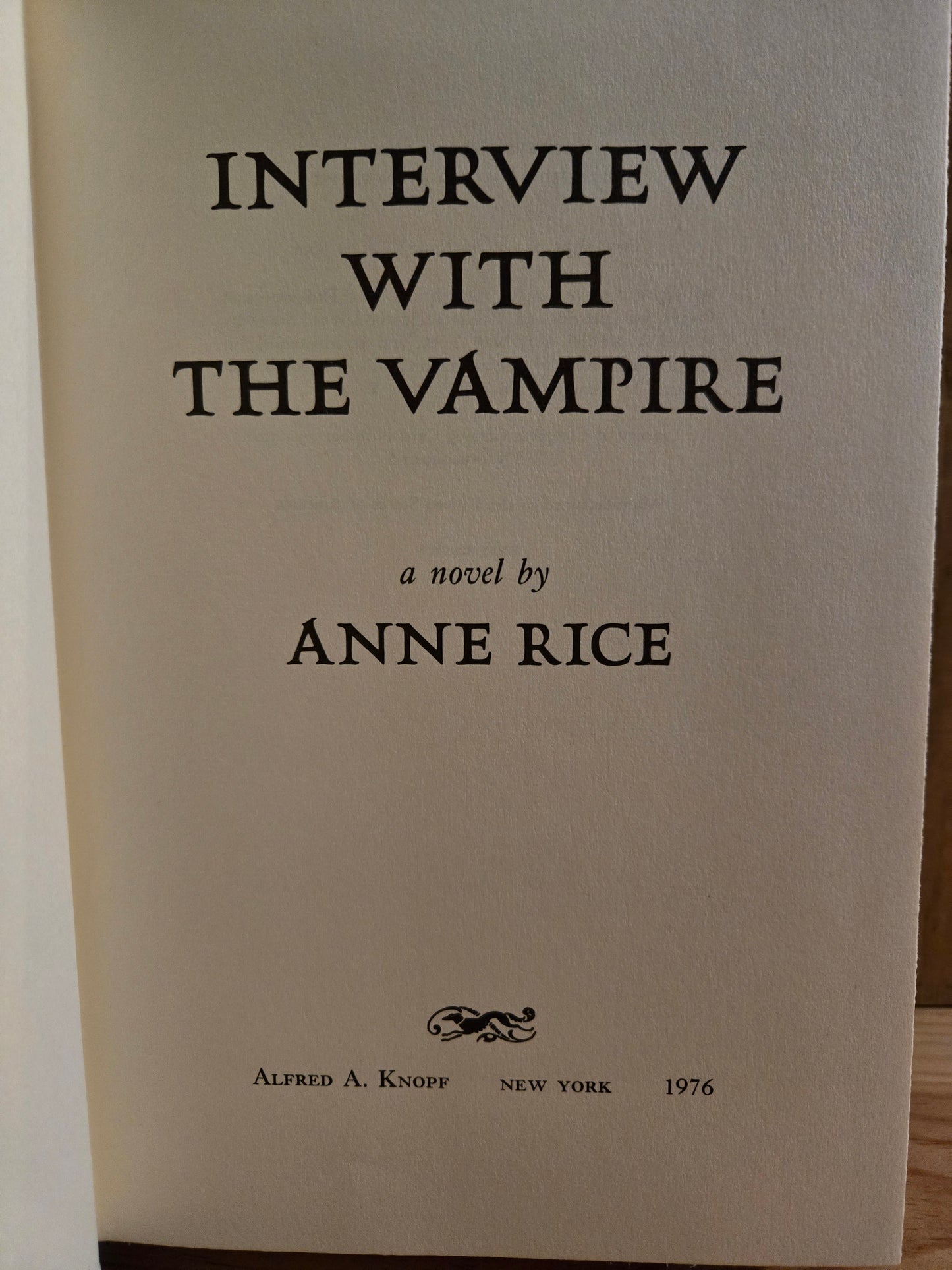Interview with the Vampire // Anne Rice // 1st Edition 1st Printing 1976 // Vintage Hardcover Horror Thriller