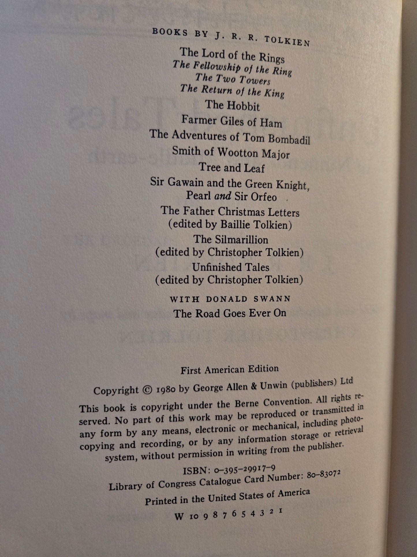 Unfinished Tales // J.R.R Tolkien // 1st American Edition 1st Printing 1980 // Vintage Hardcover Fantasy with Map