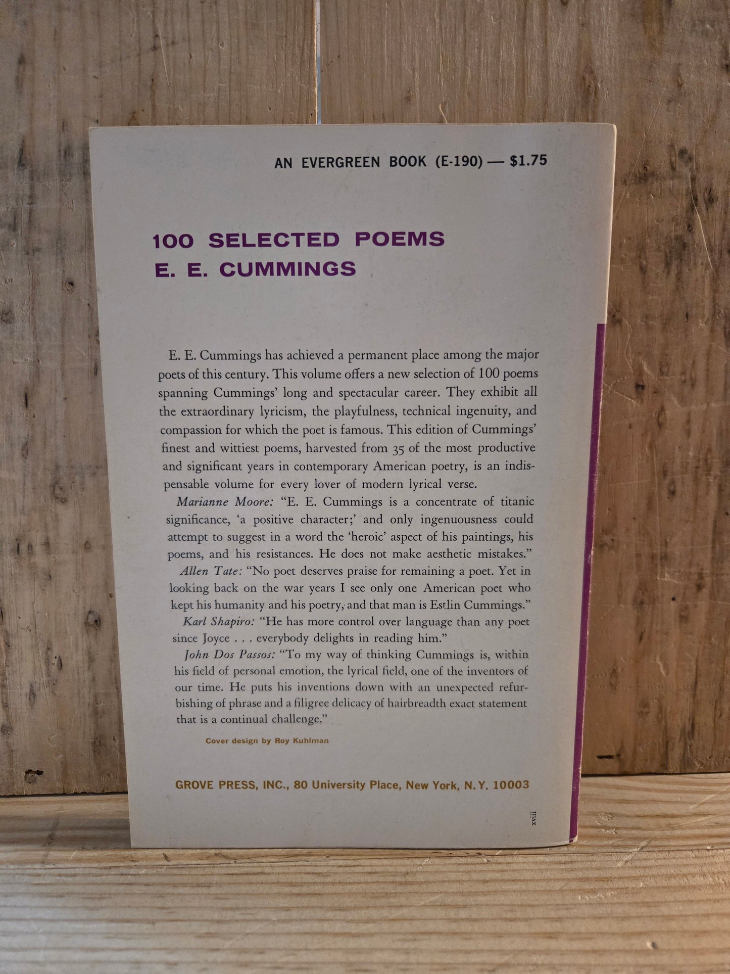 100 Selected Poems // e.e. cummings // 1960s // Vintage Paperback Poetry