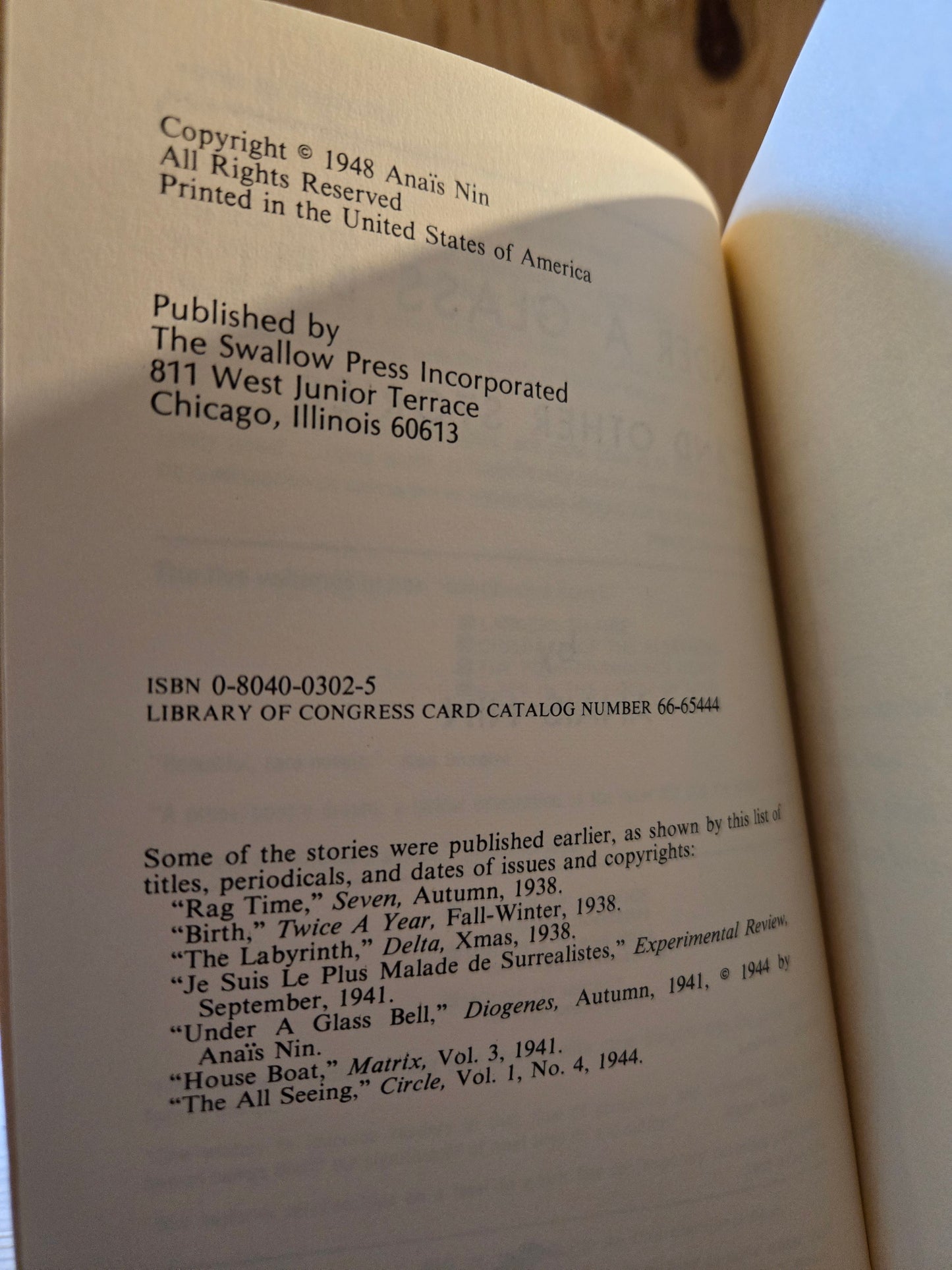 Under A Glass Bell // Anaïs Nin // 1948 // Vintage Paperback