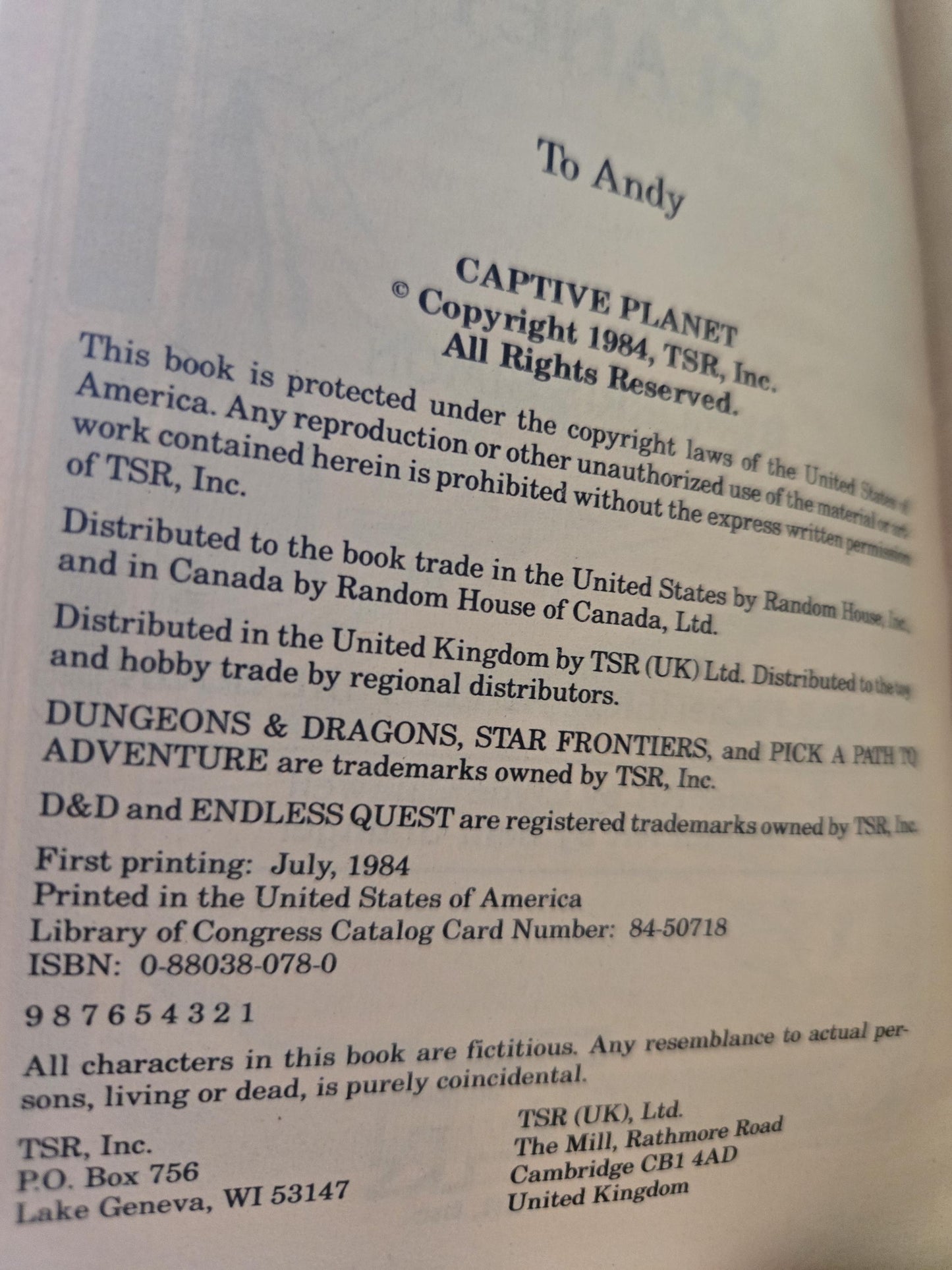 Dungeons & Dragons: An Endless Quest Book #17 Captive Planet // Morris Simon // 1984 // Vintage Paperback Fantasy CYOA