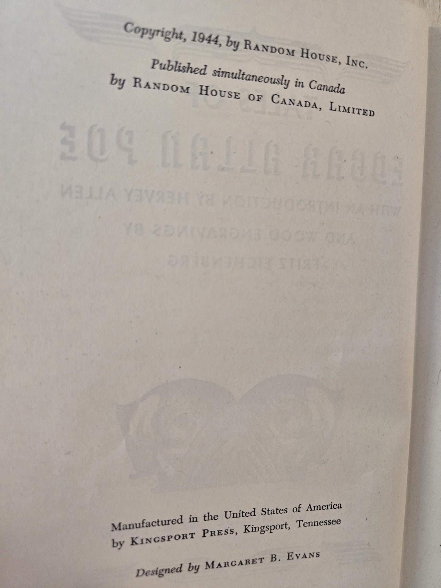 Tales of Edgar Allan Poe // 1944 Random House // Vintage Hardcover Horror Suspense Illustrated by Fritz Eichenberg
