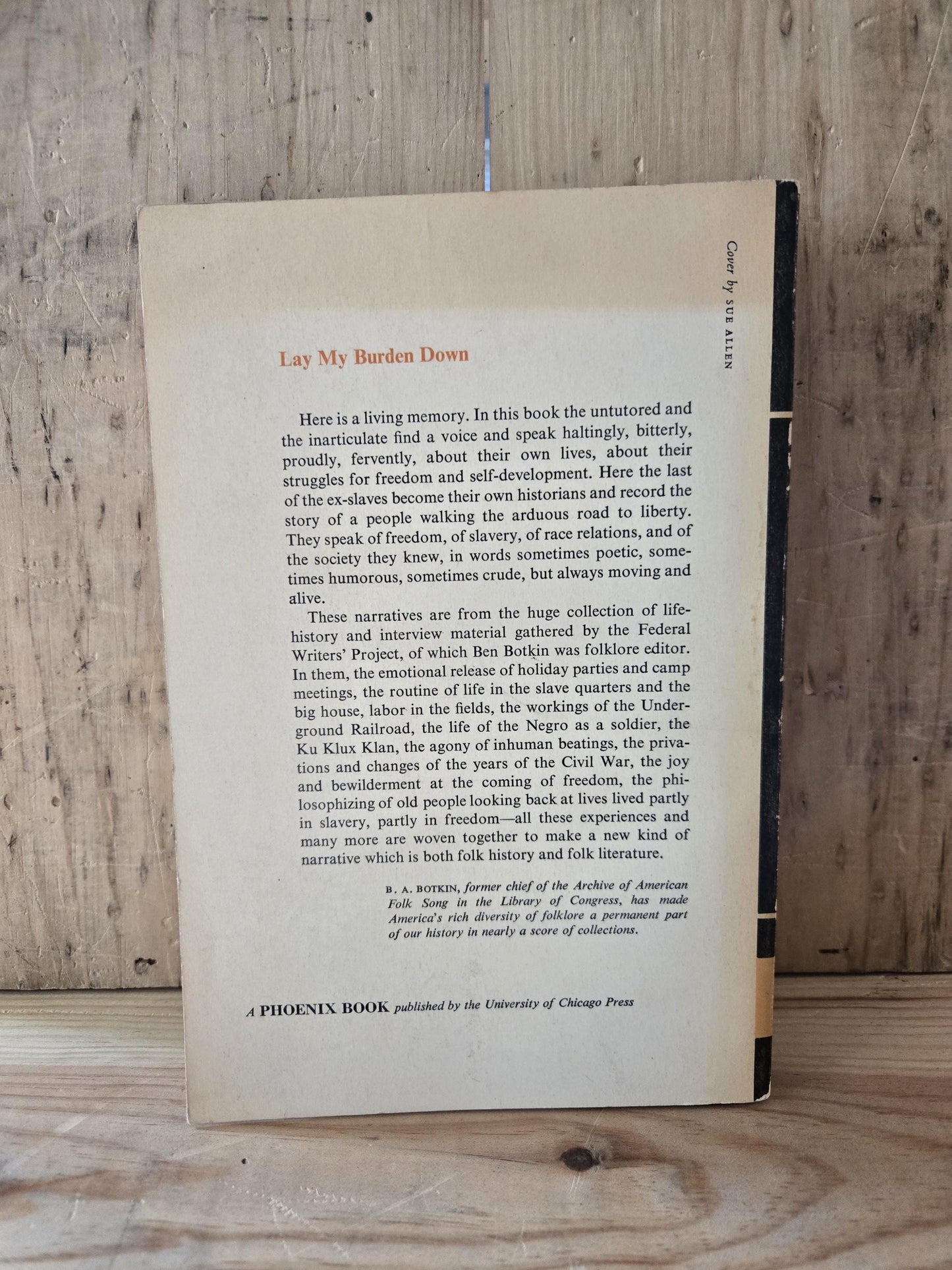 Lay My Burden Down: A Folk History of Slavery // B.A. Botkin // 1958 // Vintage Paperback Folklore