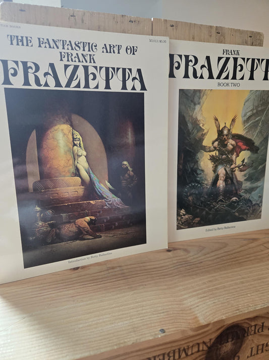 Frank Frazetta Art Books (2 Book Lot) // Edited by Betty Ballantine // 1970s // Vintage Paperback Fantasy Sci-fi Art