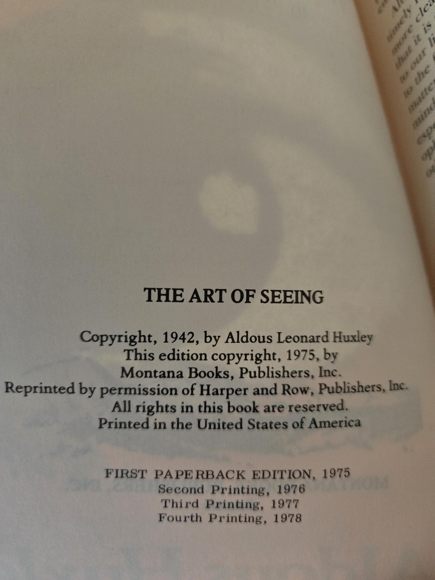 The Art of Seeing // Aldous Huxley // 1978 // Vintage Paperback Memoir Science Nonfiction