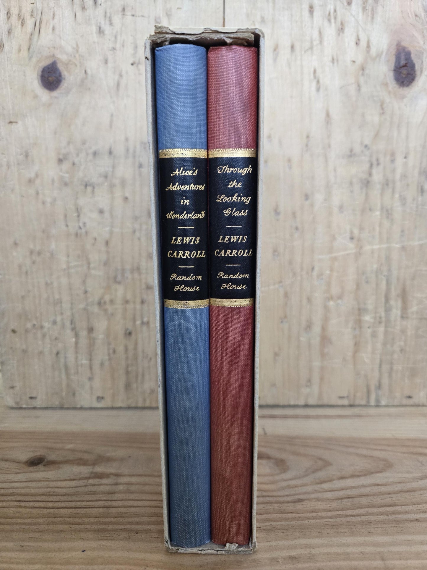 Alice's Adventures in Wonderland and Through the Looking Glass (2 Book Set) // Lewis Carroll // 1946 // Vintage Hardcover with Slipcase