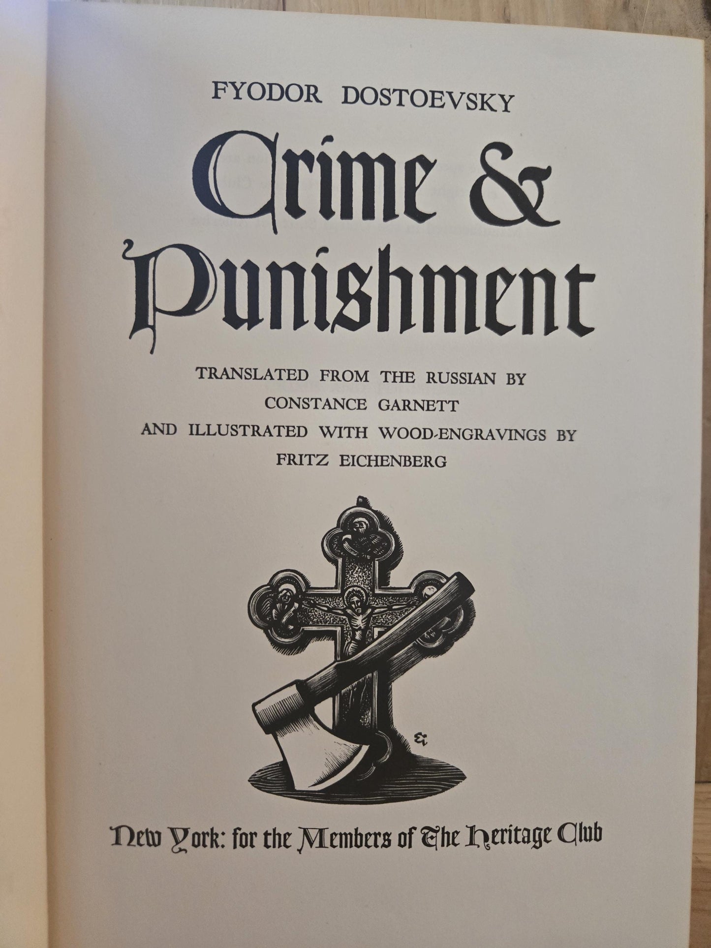 Crime and Punishment // Fyodor Dostoevsky // 1938 // Vintage Hardcover Wood Engravings by Fritz Eichenberg
