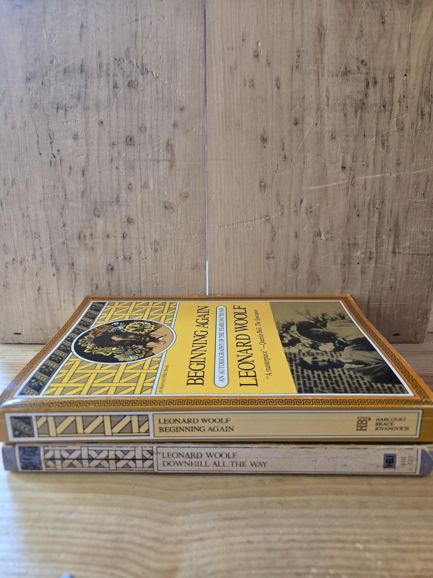 Downhill All The Way + Beginning Again (2 Book Lot) // Leonard Woolf // 1975 // Vintage Paperback Autobiography