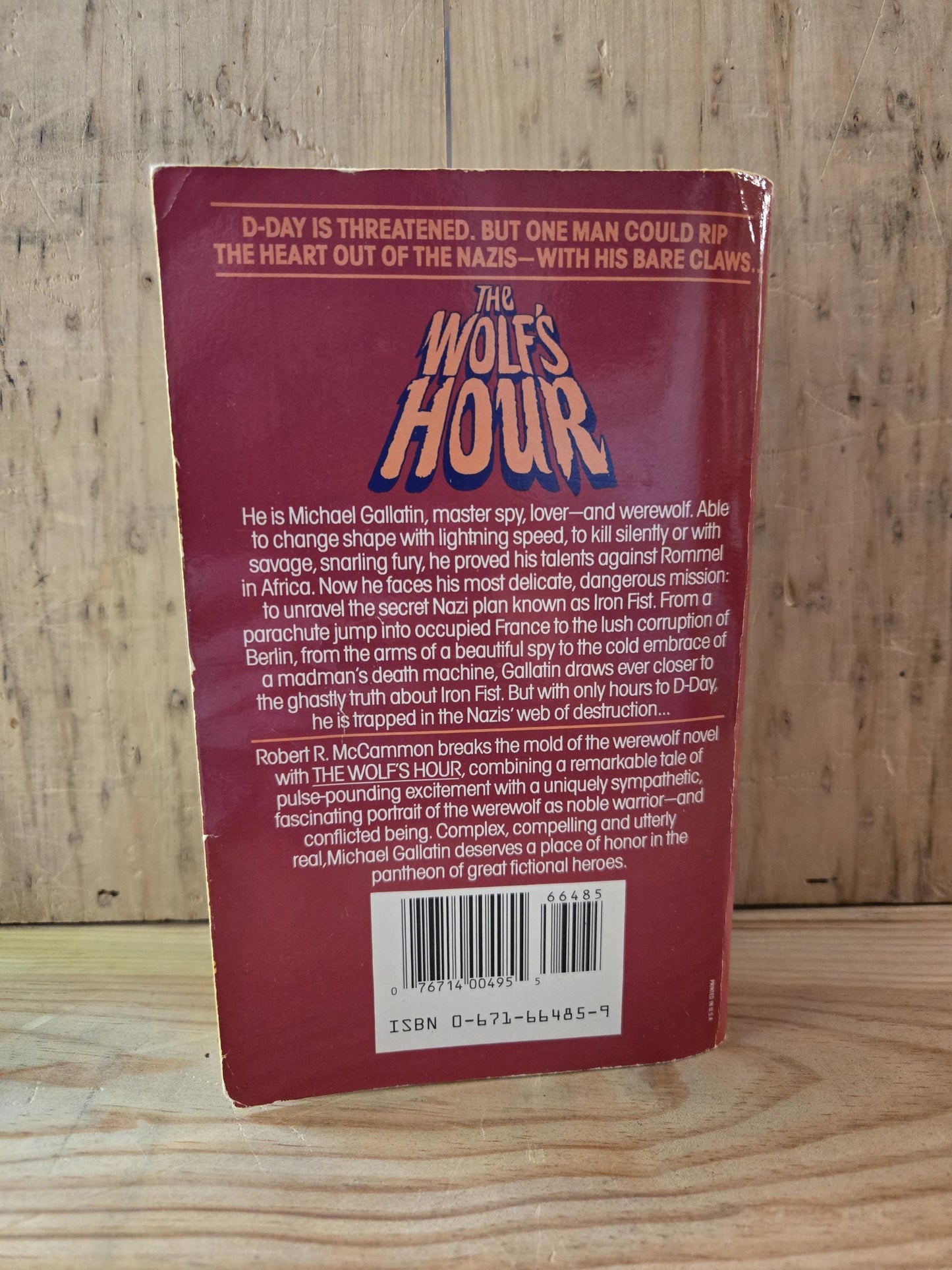 The Wolf's Hour // Robert R. McCammon // 1st Printing 1989 // Vintage Paperback Horror
