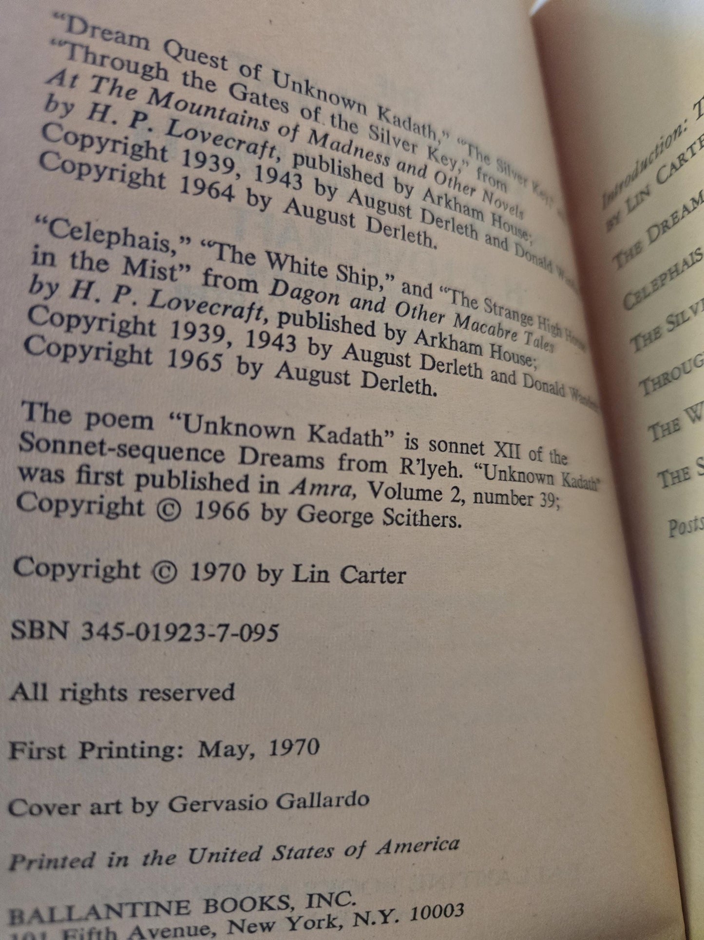 The Dream-Quest of Unknown Kadath // H.P. Lovecraft // 1st Printing Thus 1970 // Vintage Paperback Cosmic Horror