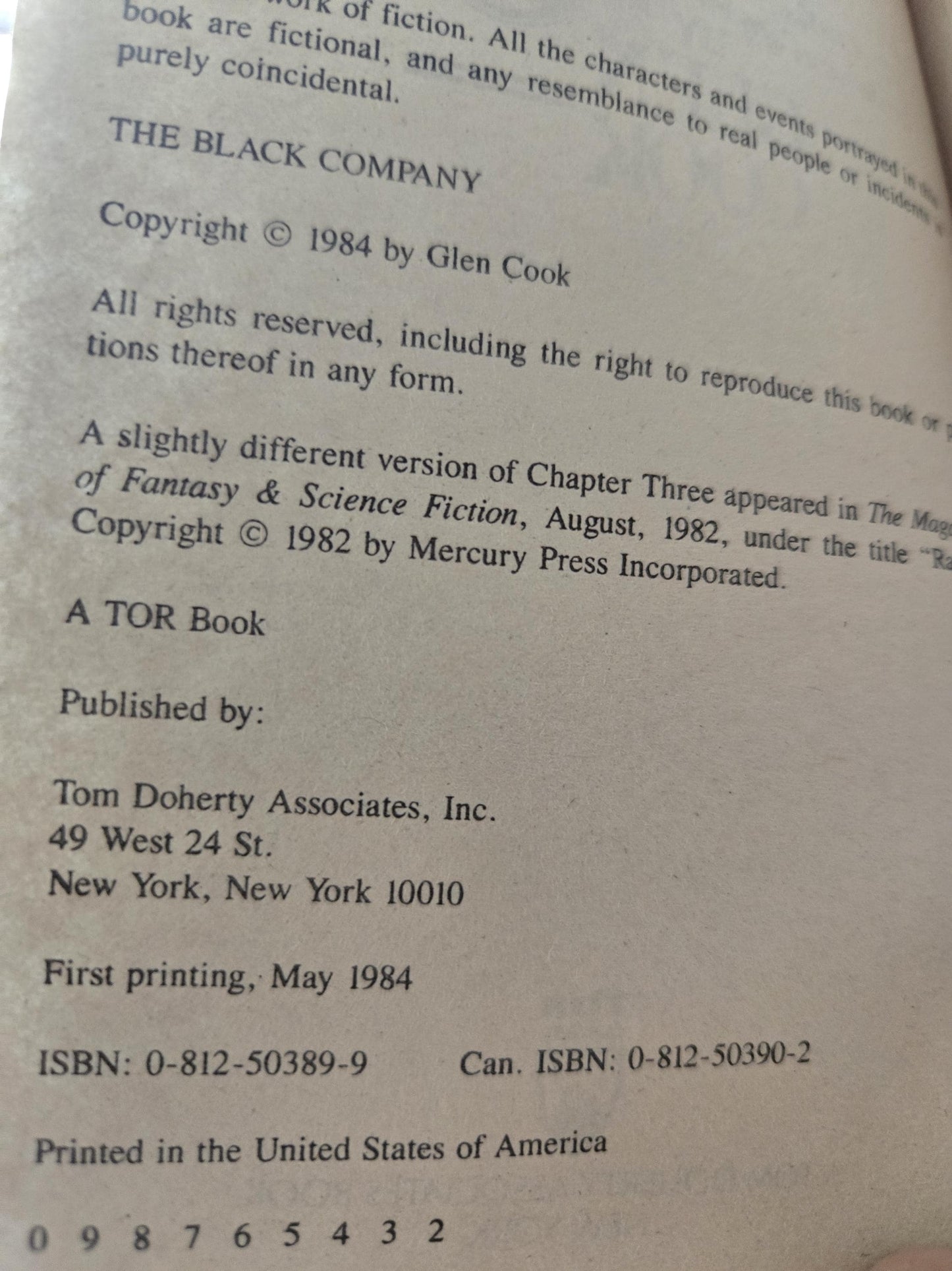 The Black Company // Glen Cook // 2nd Printing 1984 // Vintage Paperback Fantasy