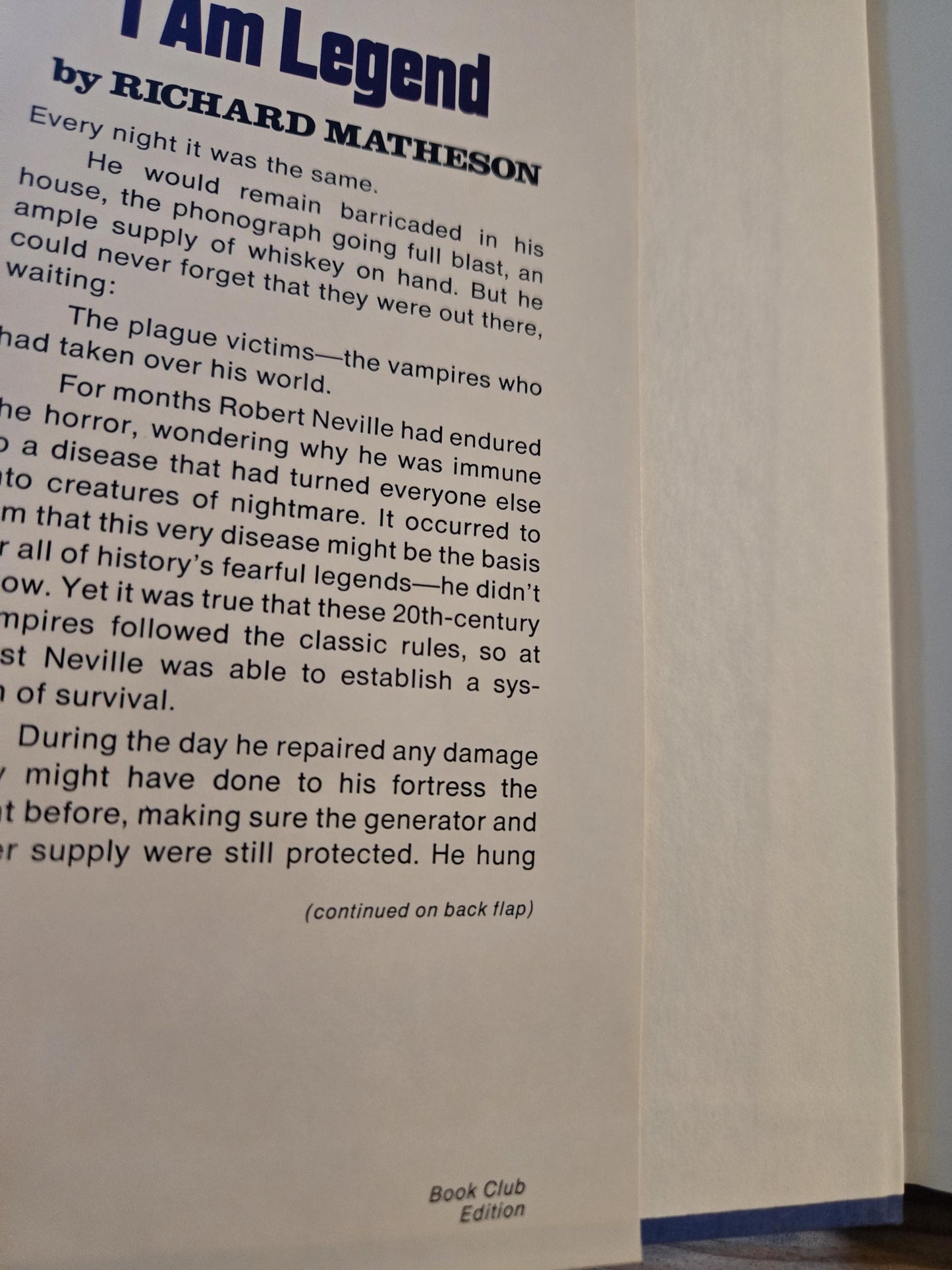 I Am Legend // Richard Matheson // Book Club Edition 1980 // Vintage Hardcover Horror Post-Apocalyptic