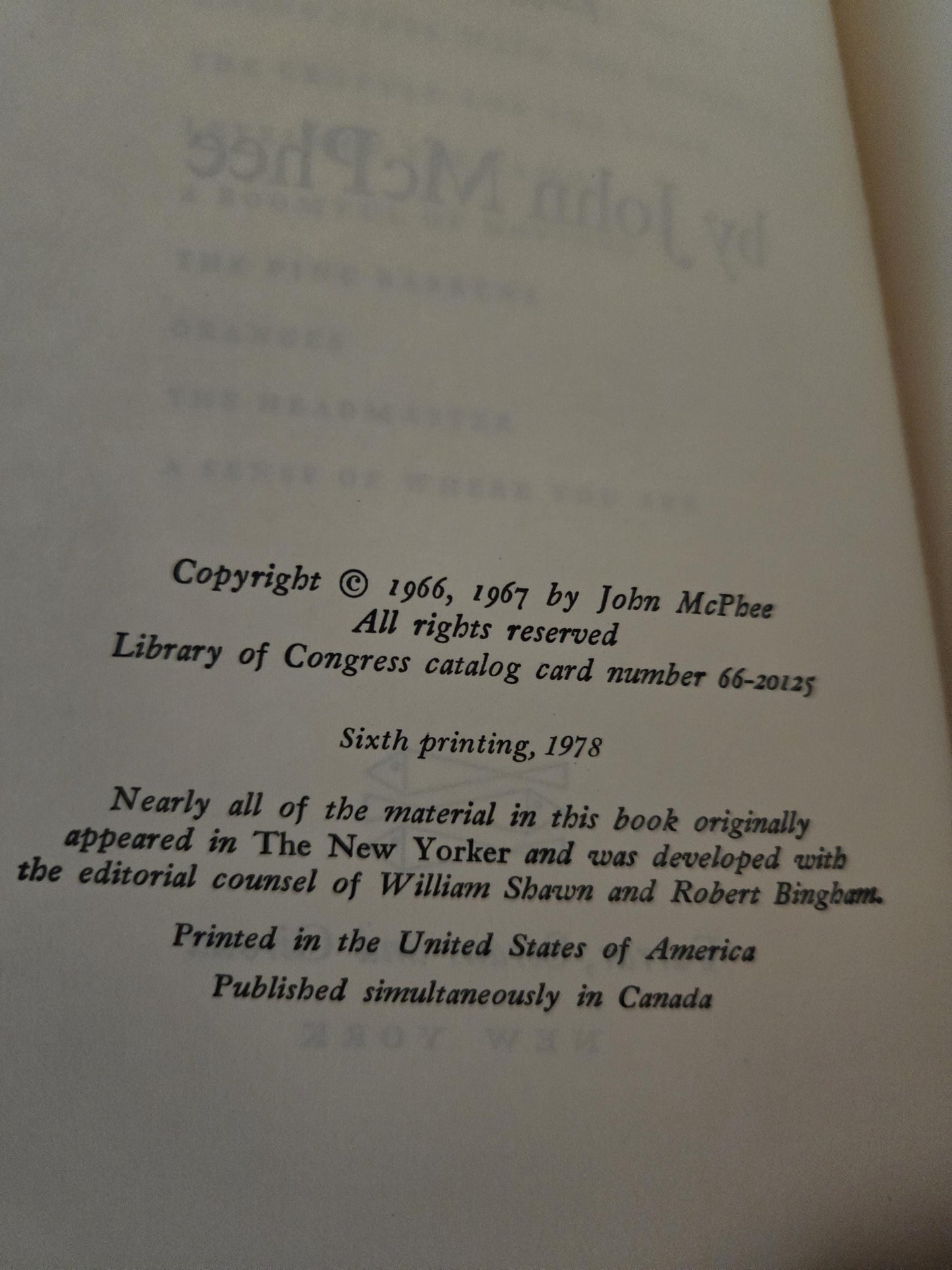 Oranges // John McPhee // 6th Printing 1978 // Vintage Paperback Essays Food History