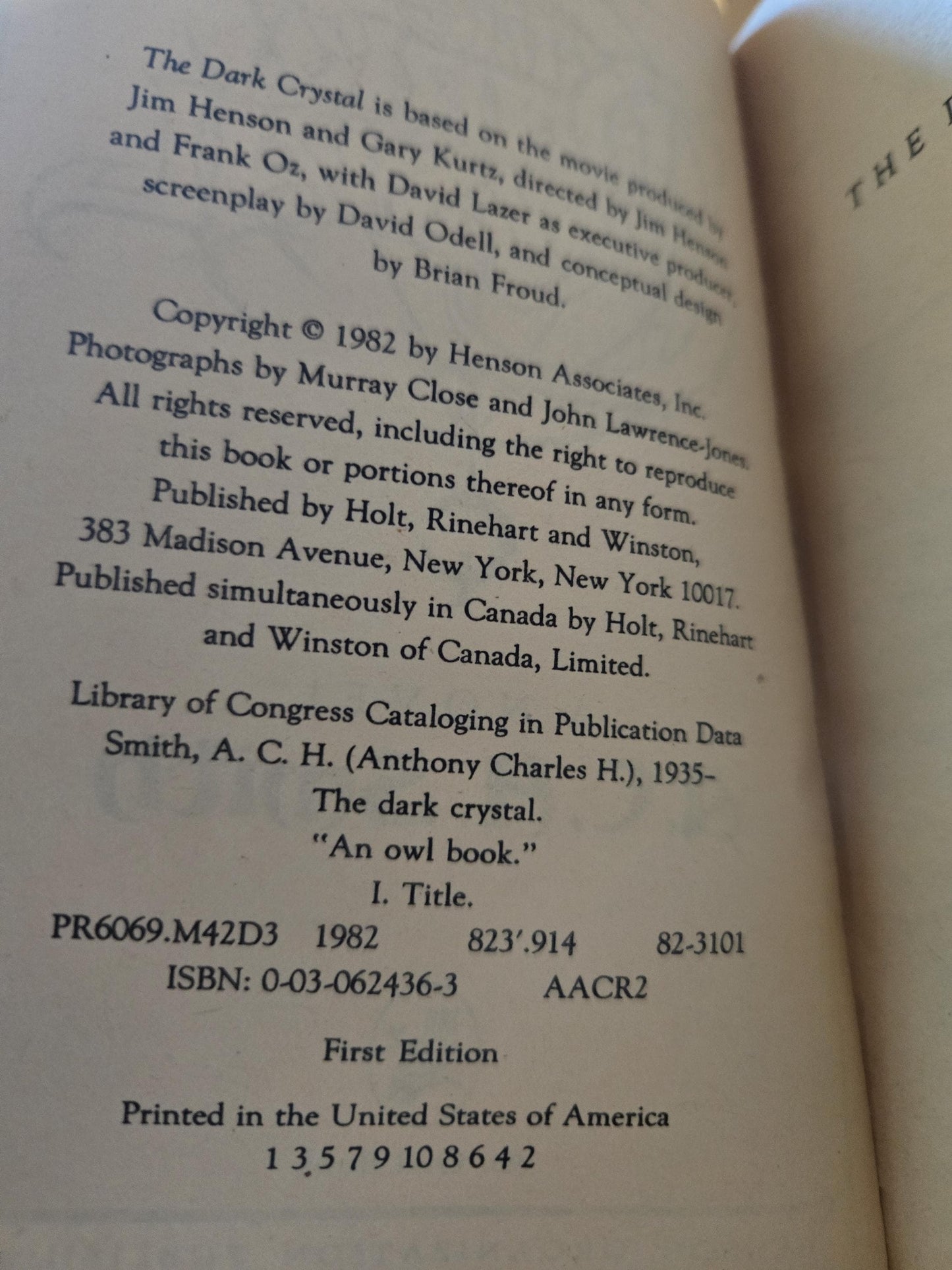 The Dark Crystal // A.C.H. Smith // 1st Printing 1982 // Vintage Paperback Fantasy