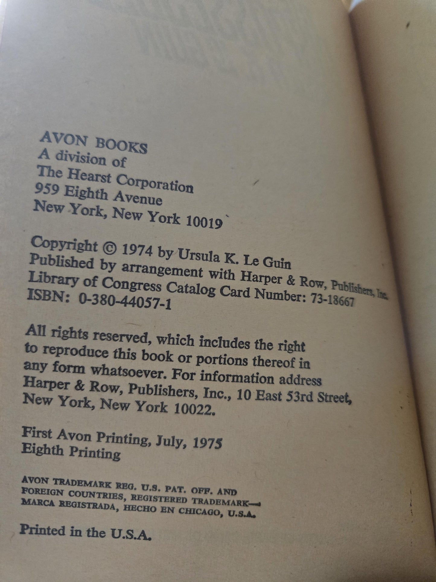 The Dispossessed // Ursula K. Le Guin // 8th Printing 1975 // Vintage Paperback Sci-fi