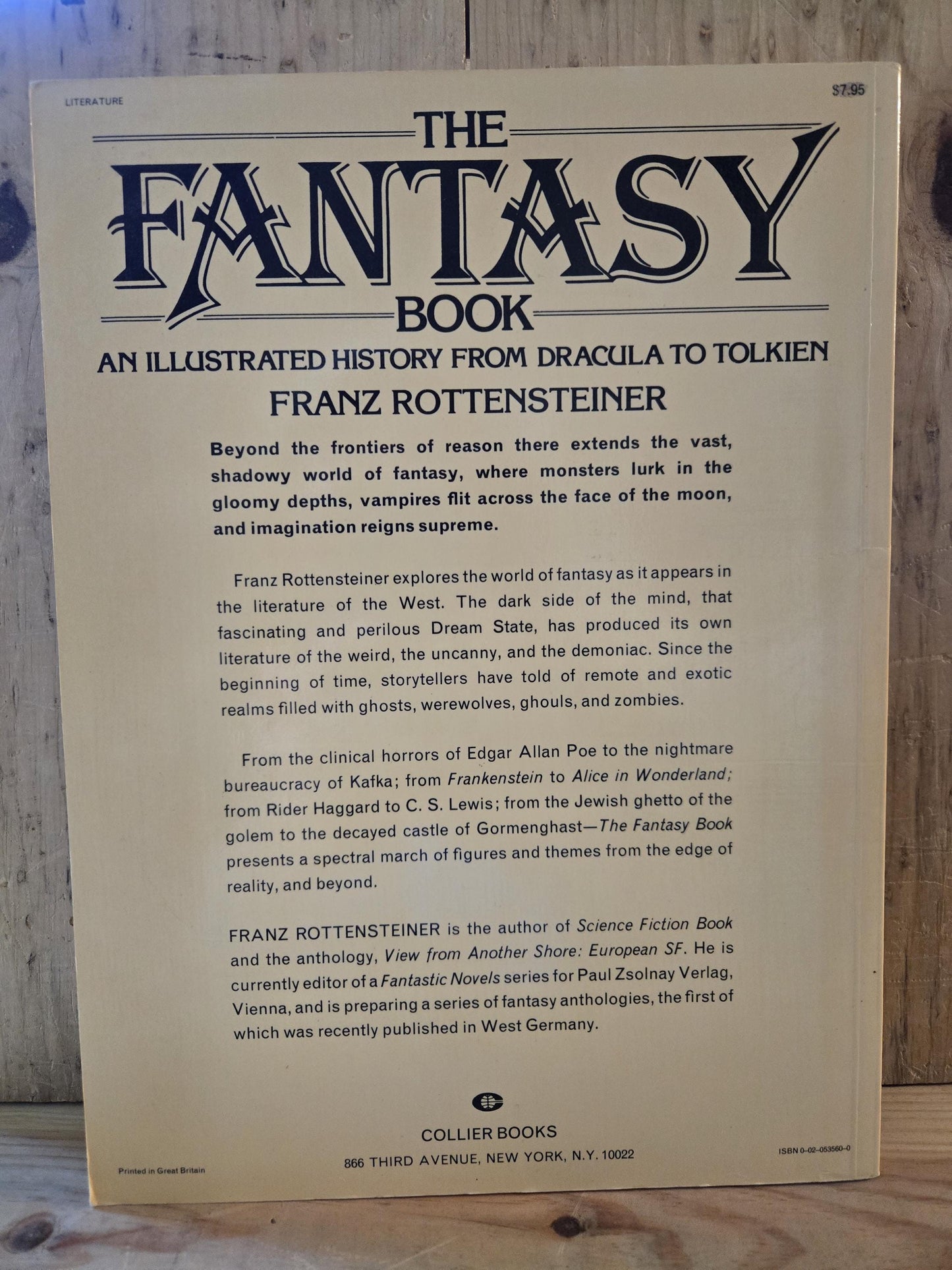 The Fantasy Book: An Illustrated History from Dracula to Tolkien // Franz Rottensteiner // 1978 // Vintage Paperback