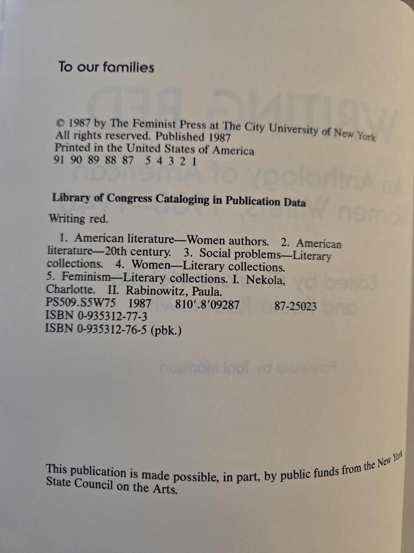 Writing Red: An Anthology of Women Writers, 1930 - 1940 // Edited by Charlotte Nekola, Paula Rabinowitz // 1st Print 1987 // Paperback