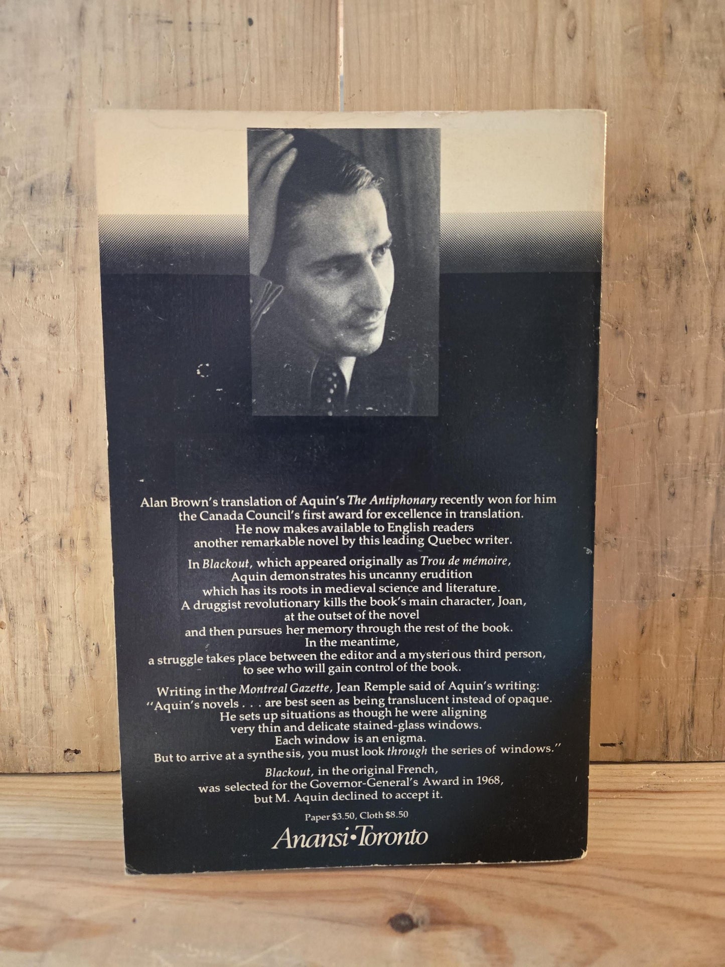 Blackout // Hubert Aquin // 1st U.S. Paperback Printing 1974 // Vintage Paperback