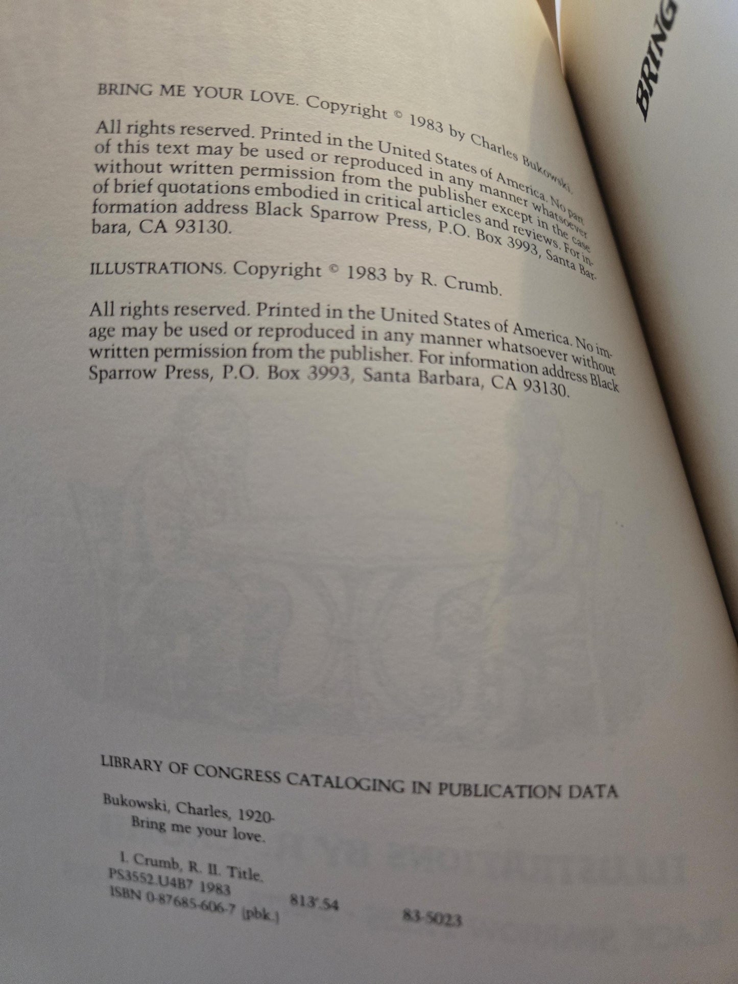 Bring Me Your Love // Charles Bukowski with Illustrations by R. Crumb // 1983 // Vintage Paperback
