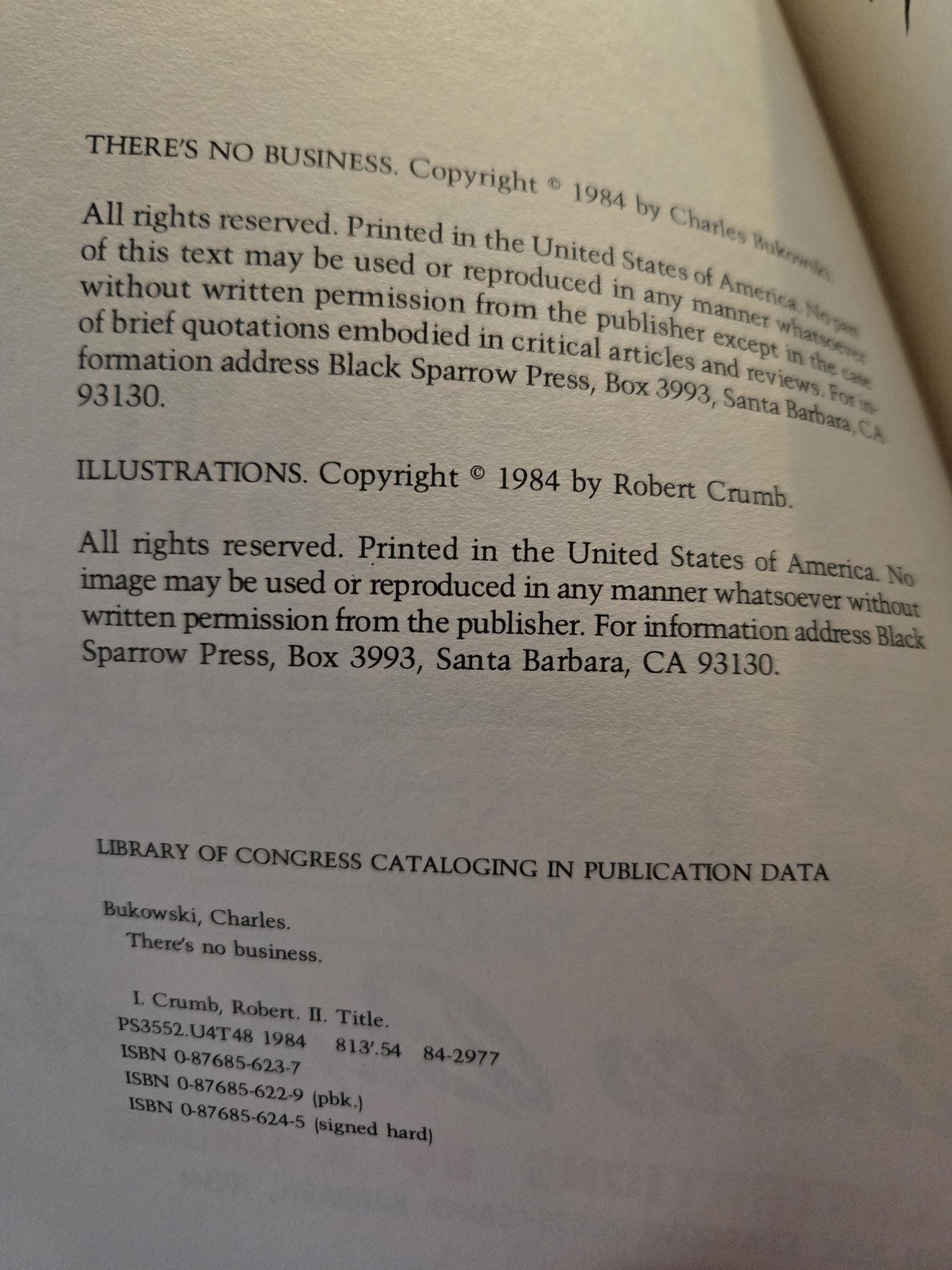 There's No Business // Charles Bukowski with Illustrations by R. Crumb // 1984 // Vintage Paperback